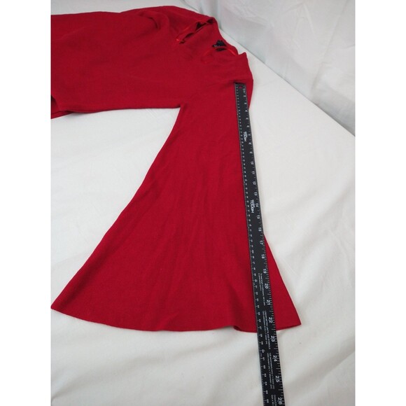 New Direction SZ M Red MINI Dress Long Bell Sleeve Christmas Party Retro Costume - Picture 5 of 9